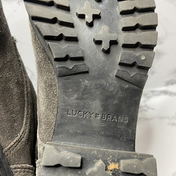 Lucky Brand Heylie Combat Boot Womens 7.5 Gray Suede Outdoor Lace Up Casual Shoe - Picture 7 of 9